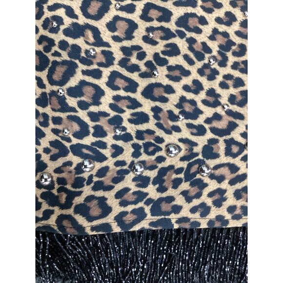 Mica Dress Women’s SZ 8 Animal Print Sheath Dress Beaded Fringes Studded Design - Picture 5 of 5